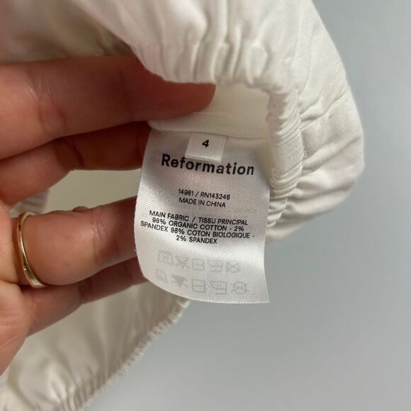 Reformation White Organic Cotton Crop Top - Size 4 / Small - Picture 4 of 4